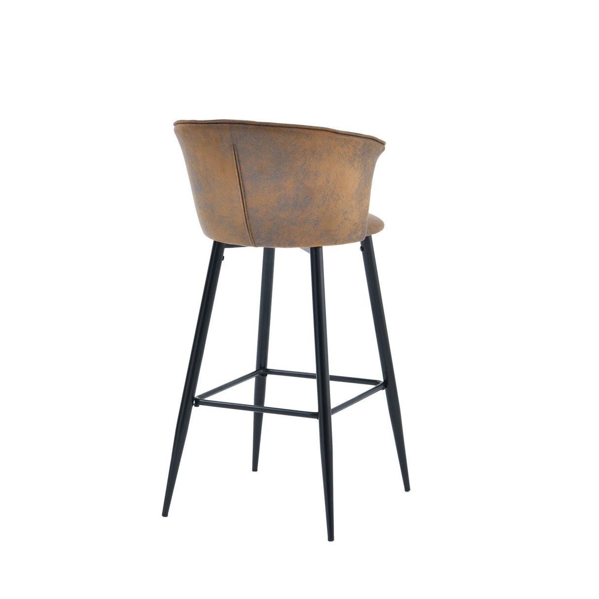 Lot de 6 tabourets de bar rétro industriels, en suédine effet suède/daim, avec pieds et repose pieds en métal noir - DONCIC BAR CHAIR SUEDE 6PCS