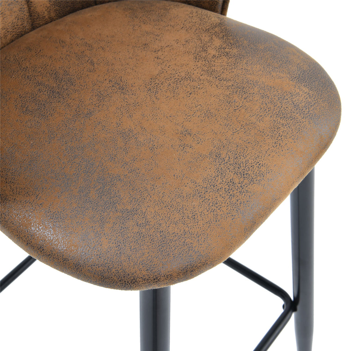 Lot de 6 tabourets de bar rétro industriels, en suédine effet suède/daim, avec pieds et repose pieds en métal noir - DONCIC BAR CHAIR SUEDE 6PCS