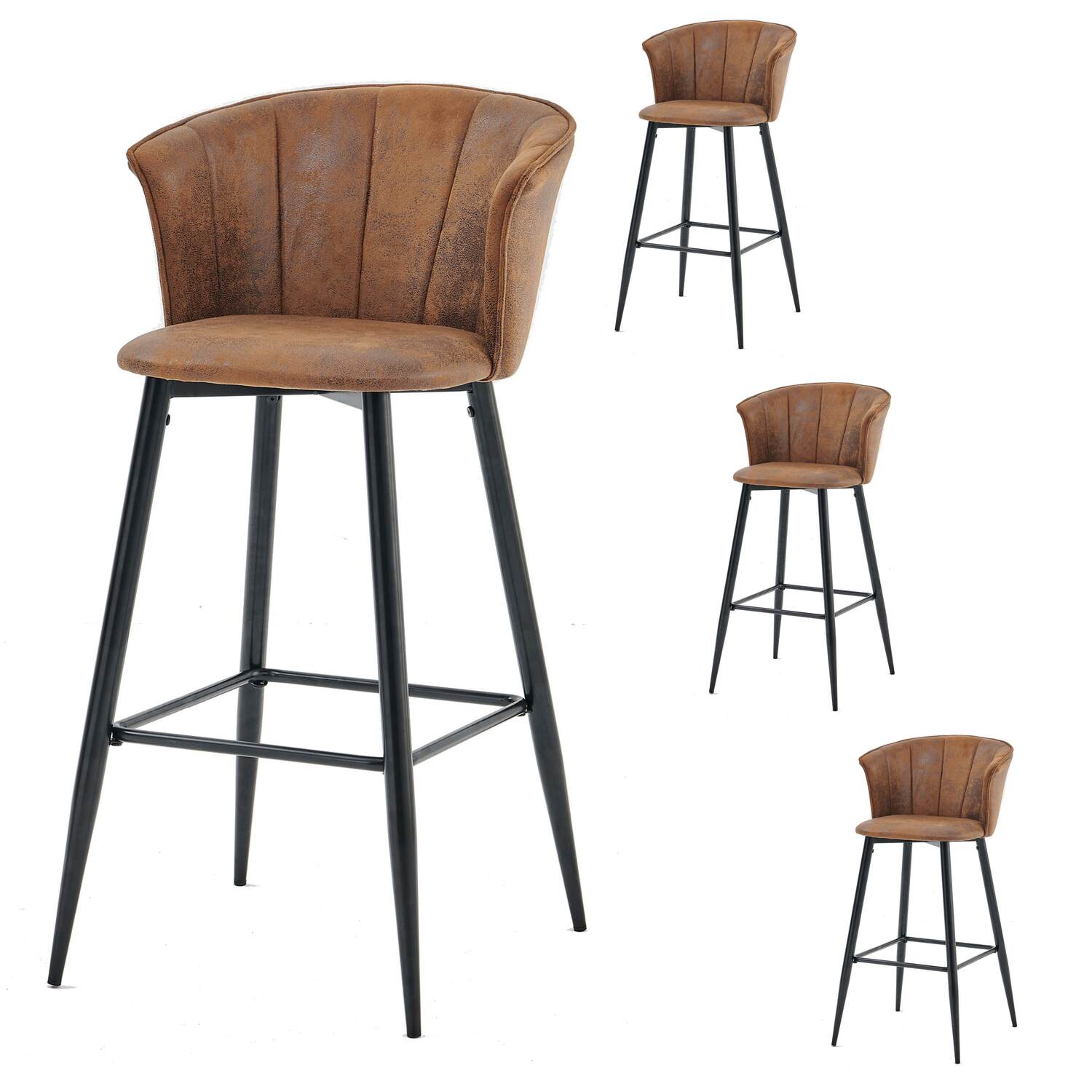 Set of 4 industrial bar stools with armrests and Sweden file - Dononic Bar