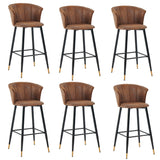 Set di 6 sgabelli da bar in stile retrò industriale e vintage, braccioli e schienale rivestiti in pelle scamosciata - DONCIC BAR CHAIR SUEDE BG 6PCS