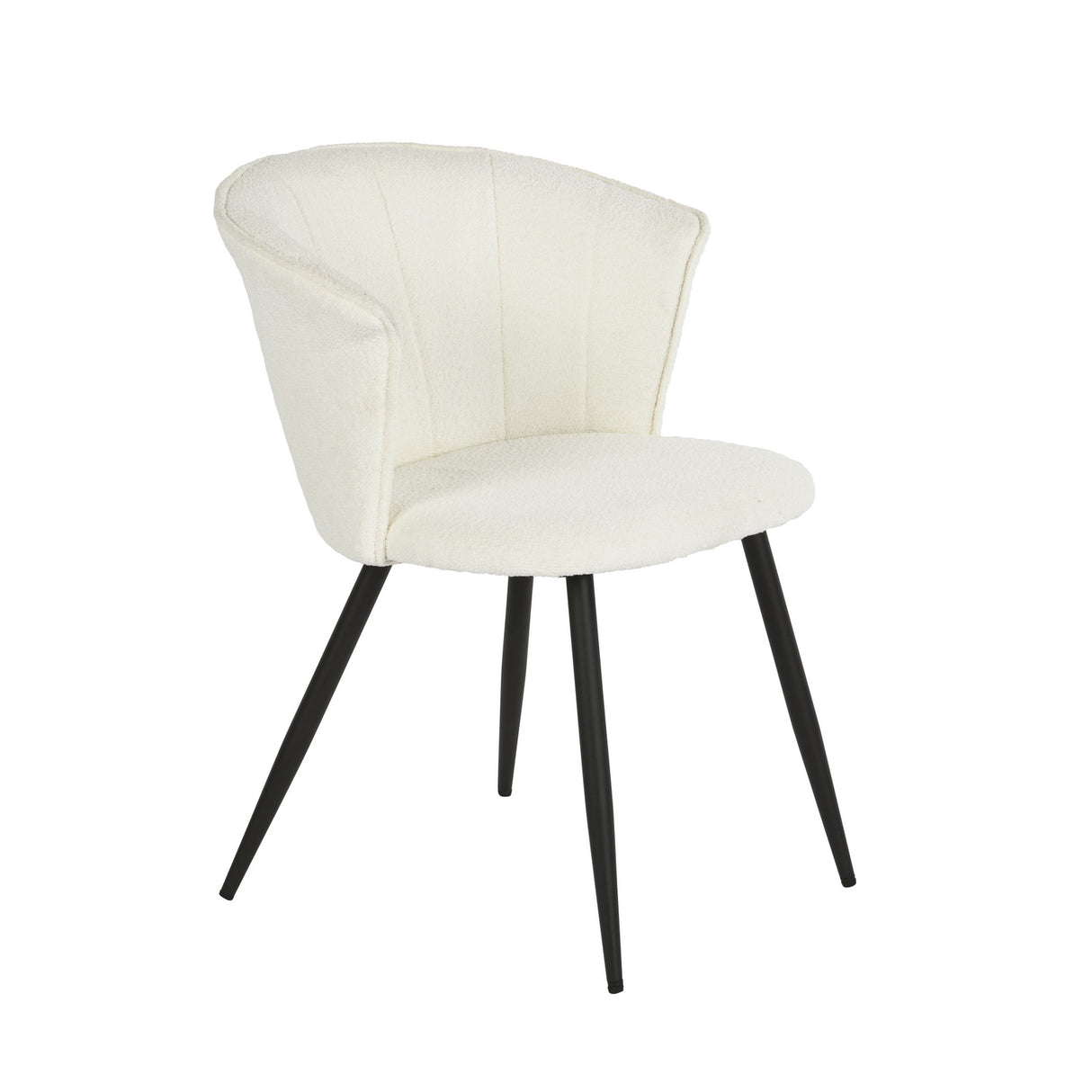 Set di 2 sedie per sala da pranzo scandinave in tessuto spugna finta pelle di pecora, gambe in metallo nero - DONCIC DINING CHAIR CREAM