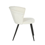 Set di 2 sedie per sala da pranzo scandinave in tessuto spugna finta pelle di pecora, gambe in metallo nero - DONCIC DINING CHAIR CREAM