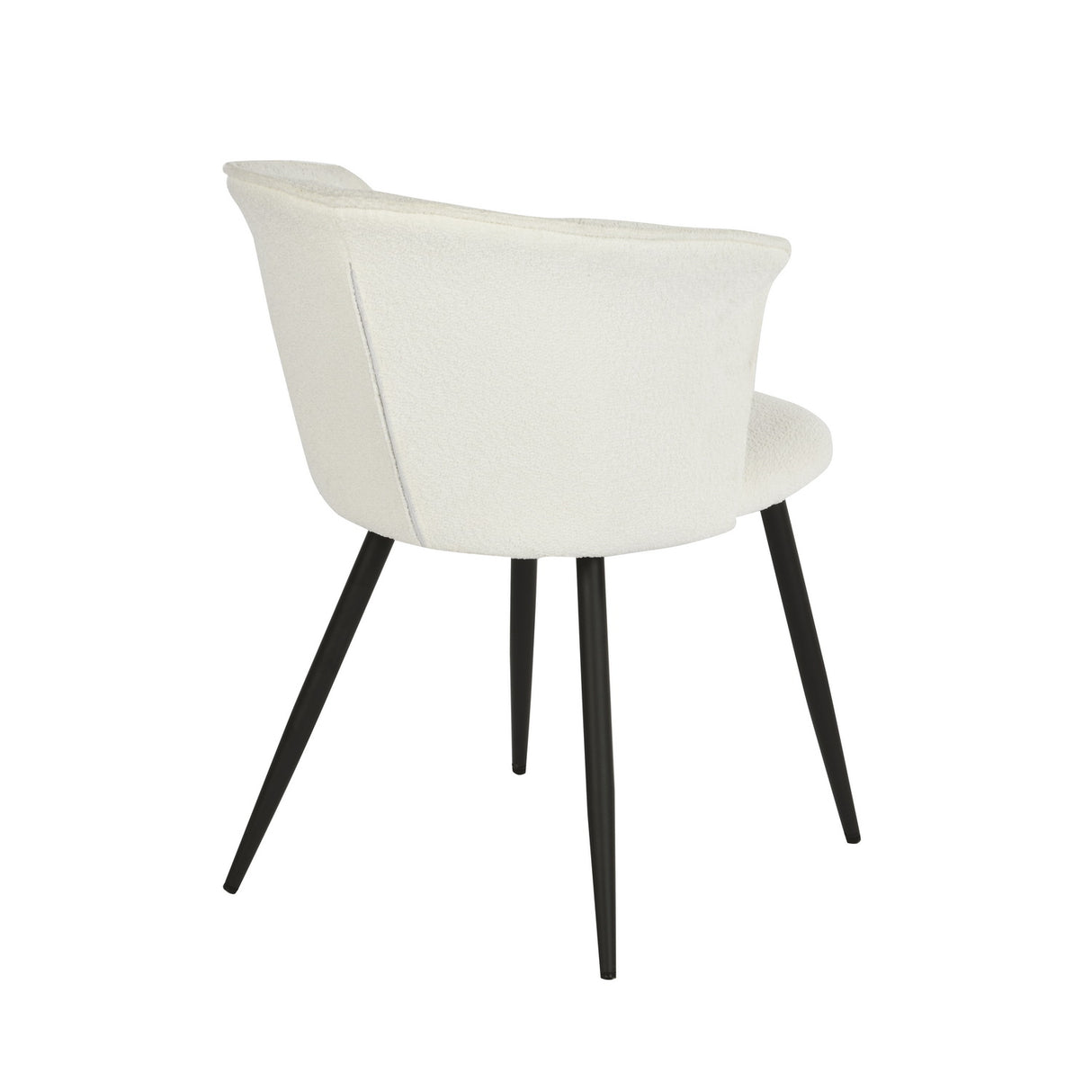 Set di 2 sedie per sala da pranzo scandinave in tessuto spugna finta pelle di pecora, gambe in metallo nero - DONCIC DINING CHAIR CREAM