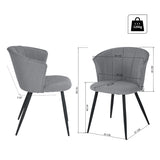 Lot de 2 chaises de salle à manger rétro en tissu bouclette gris, pieds en métal noir - DONCIC DINING CHAIR GREY