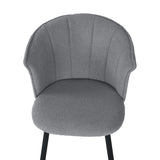 Lot de 2 chaises de salle à manger rétro en tissu bouclette gris, pieds en métal noir - DONCIC DINING CHAIR GREY