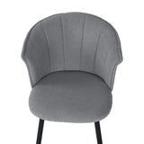 Lot de 4 chaises de salle à manger rétro en tissu bouclette gris, pieds en métal noir - DONCIC DINING CHAIR GREY 4PCS