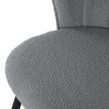 Lot de 2 chaises de salle à manger rétro en tissu bouclette gris, pieds en métal noir - DONCIC DINING CHAIR GREY