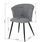 Lot de 2 chaises de salle à manger rétro en tissu bouclette gris, pieds en métal noir - DONCIC DINING CHAIR GREY