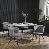 Set di 4 sedie per sala da pranzo retrò in tessuto di spugna grigio, gambe in metallo nero - DONCIC DINING CHAIR GRIGIO 4 PZ