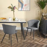 Lot de 2 chaises de salle à manger rétro en tissu bouclette gris, pieds en métal noir - DONCIC DINING CHAIR GREY