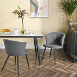 Set di 4 sedie per sala da pranzo retrò in tessuto di spugna grigio, gambe in metallo nero - DONCIC DINING CHAIR GRIGIO 4 PZ