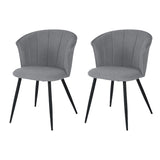 Lot de 2 chaises de salle à manger rétro en tissu bouclette gris, pieds en métal noir - DONCIC DINING CHAIR GREY