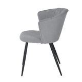 Lot de 2 chaises de salle à manger rétro en tissu bouclette gris, pieds en métal noir - DONCIC DINING CHAIR GREY