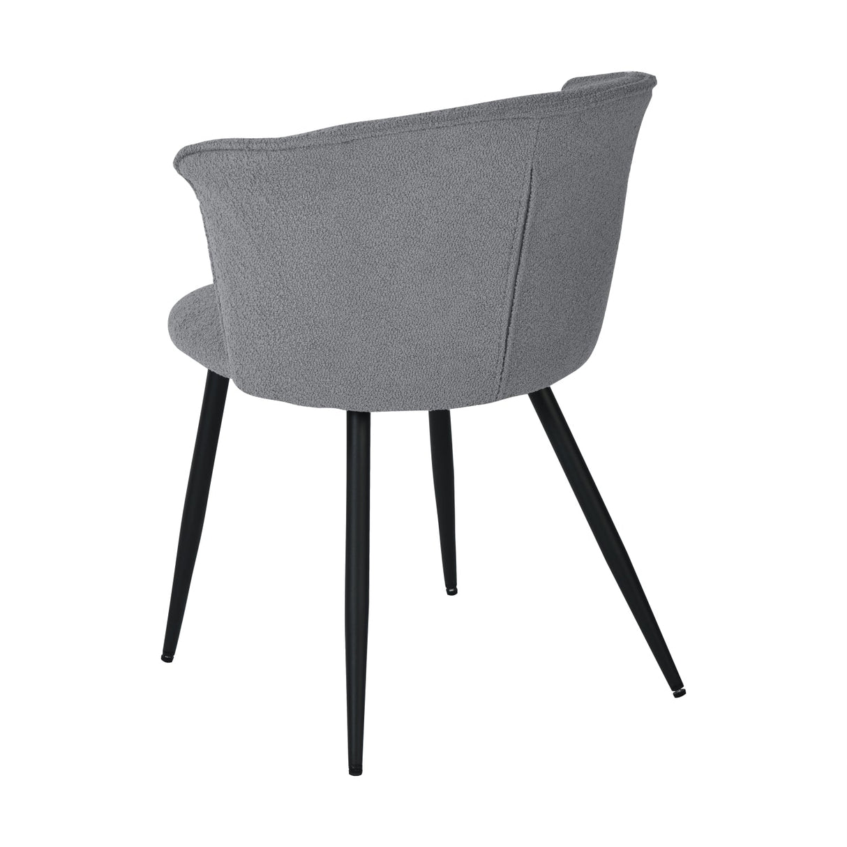 Set di 4 sedie per sala da pranzo retrò in tessuto di spugna grigio, gambe in metallo nero - DONCIC DINING CHAIR GRIGIO 4 PZ