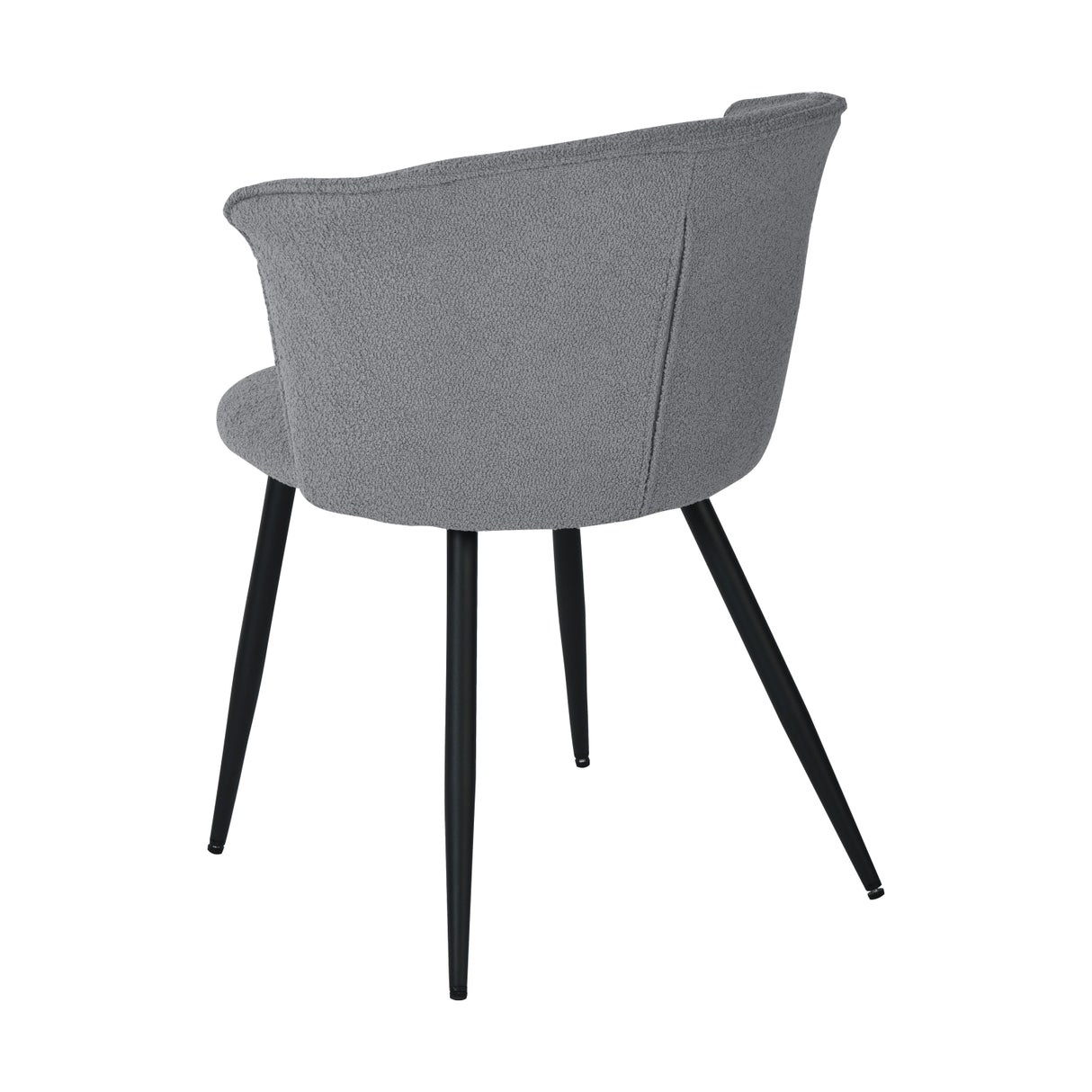 Lot de 2 chaises de salle à manger rétro en tissu bouclette gris, pieds en métal noir - DONCIC DINING CHAIR GREY