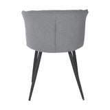 Lot de 2 chaises de salle à manger rétro en tissu bouclette gris, pieds en métal noir - DONCIC DINING CHAIR GREY