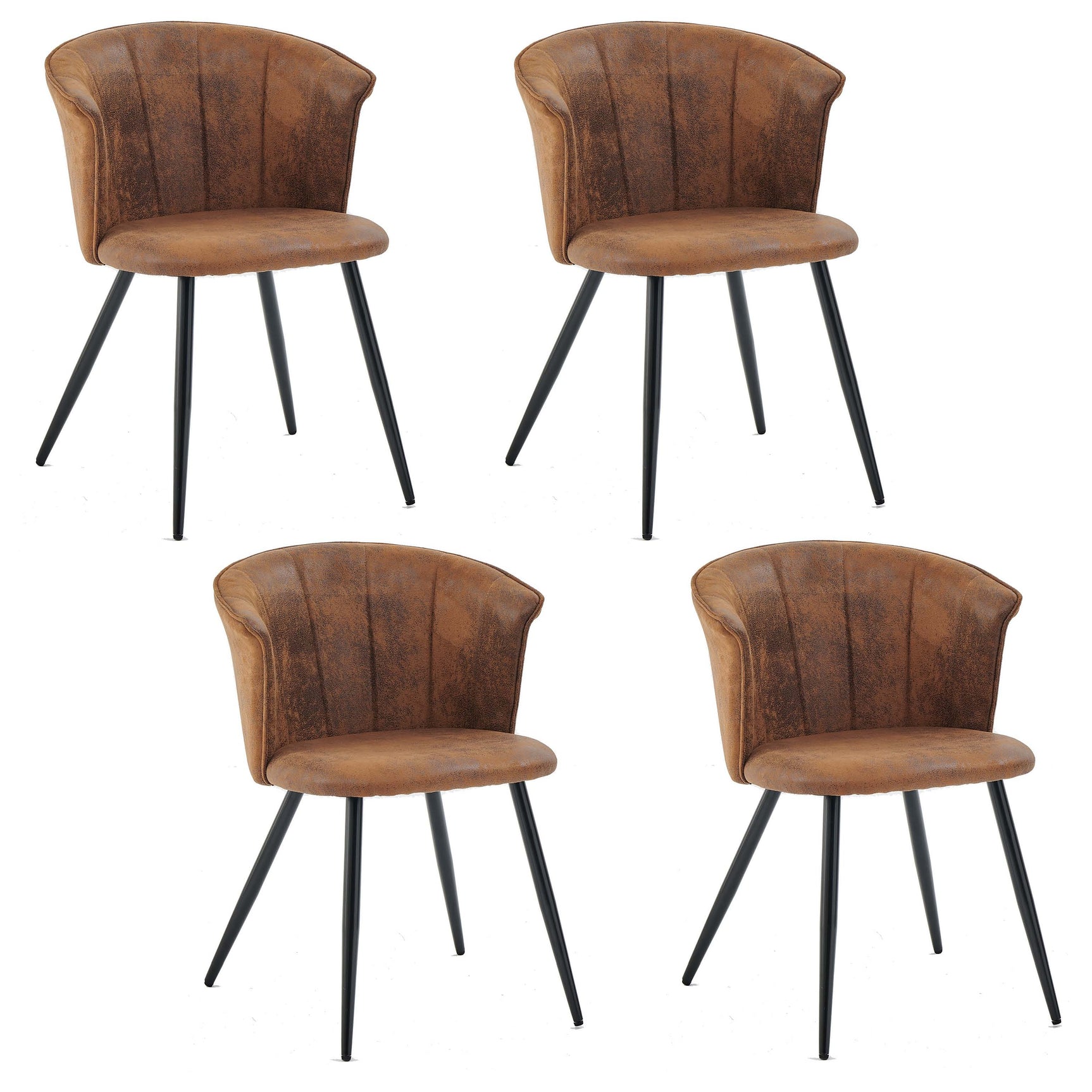 Set of 4 industrial suede dining room chairs, DONCIC DINING CHAIR SUEDE 4PCS