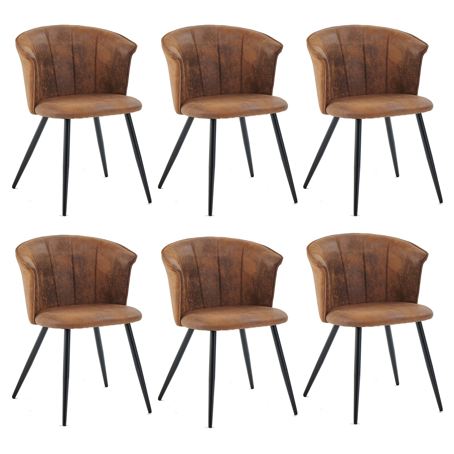 Set of 6 industrial suede dining room chairs, DONCIC DINING CHAIR SUEDE 6PCS