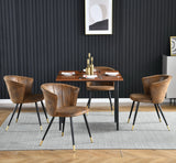 Set of 6 retro suede dining room chairs, black and gold metal legs, DONCIC SUEDE BROWN BG 6PCS