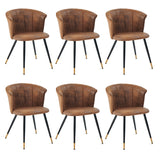 Set of 6 retro suede dining room chairs, black and gold metal legs, DONCIC SUEDE BROWN BG 6PCS