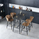 Set di 6 sgabelli da bar in stile retrò industriale e vintage, braccioli e schienale rivestiti in pelle scamosciata - DONCIC BAR CHAIR SUEDE BG 6PCS