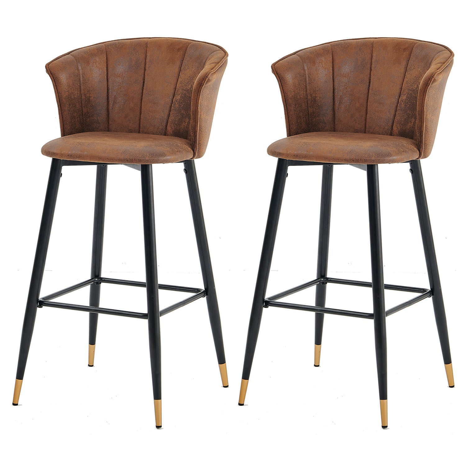 Set of 2 industrial bar stools with armrests and suede back - DONCIC BAR