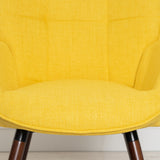 Sillón escandinavo acolchado con reposabrazos amarillos, patas de madera oscura - BOGDAN YELLOW DARK WOOD LEG