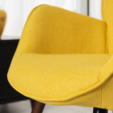 Sillón escandinavo acolchado con reposabrazos amarillos, patas de madera oscura - BOGDAN YELLOW DARK WOOD LEG