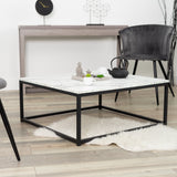 Square coffee table with industrial style, metal structure and imitation marble top - FACTO SQUARE COFFEE TABLE MARBLE