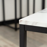 Square coffee table with industrial style, metal structure and imitation marble top - FACTO SQUARE COFFEE TABLE MARBLE