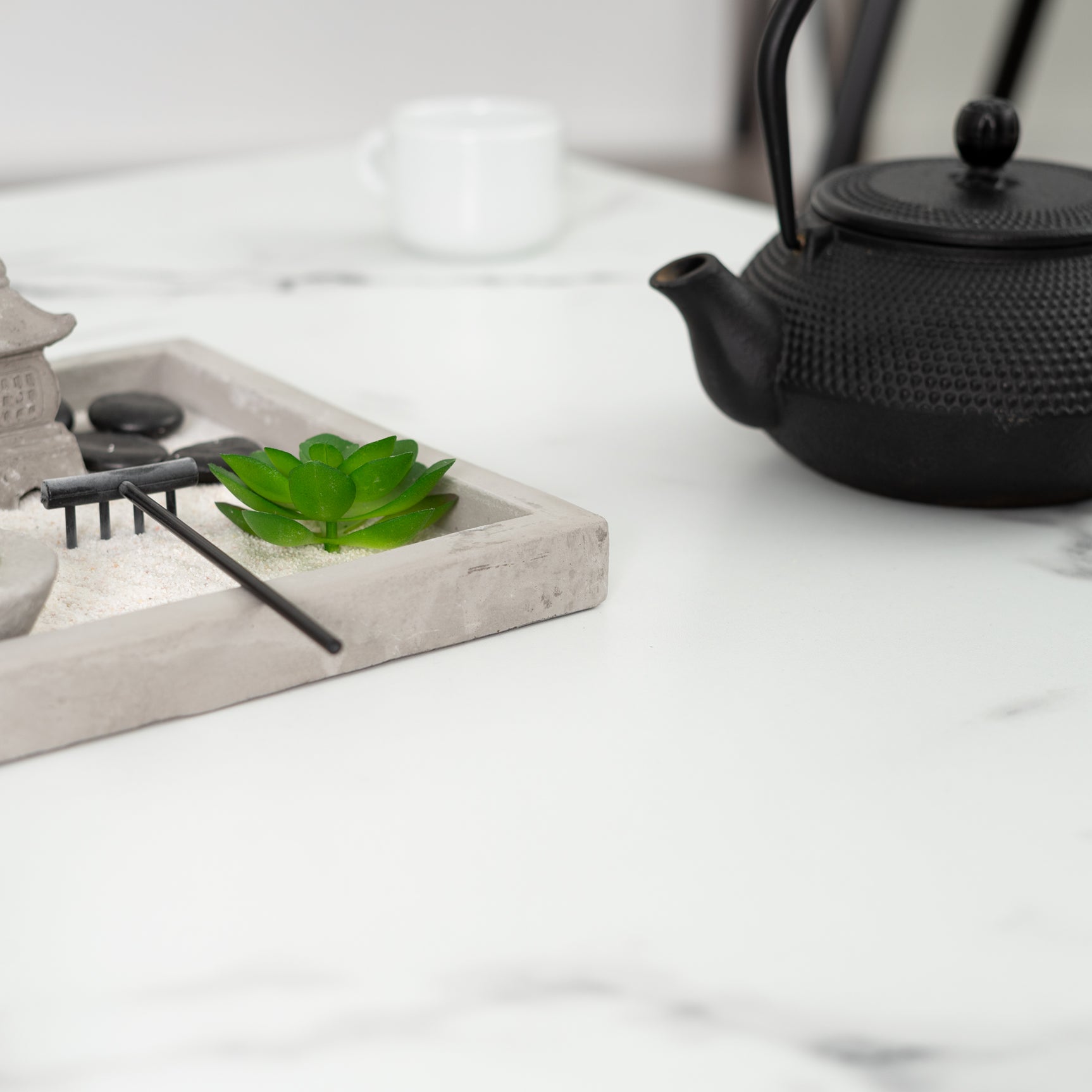 Square coffee table with industrial style, metal structure and imitation marble top - FACTO SQUARE COFFEE TABLE MARBLE