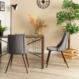 Set of 2 Scandinavian dining room chairs in gray velvet with imitation wood metal legs, SMEG TIAANIUM 32MM DARK GRAY A