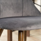 Lot de 2 chaises salle à manger scandinave en velours gris avec pieds en métal imitation bois, SMEG TIAANIUM 32MM DARK GREY A