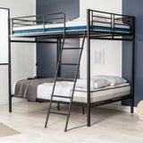 Litera de 4 plazas de metal negro con escalera 140x190cm (colchón no incluido) - TWIN DOUBLE BLACK PLUS