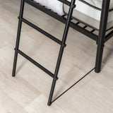 Litera de 4 plazas de metal negro con escalera 140x190cm (colchón no incluido) - TWIN DOUBLE BLACK PLUS