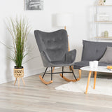 Fauteuil à bascule confortable en velours gris foncé - EPPING VELVET DARK GREY