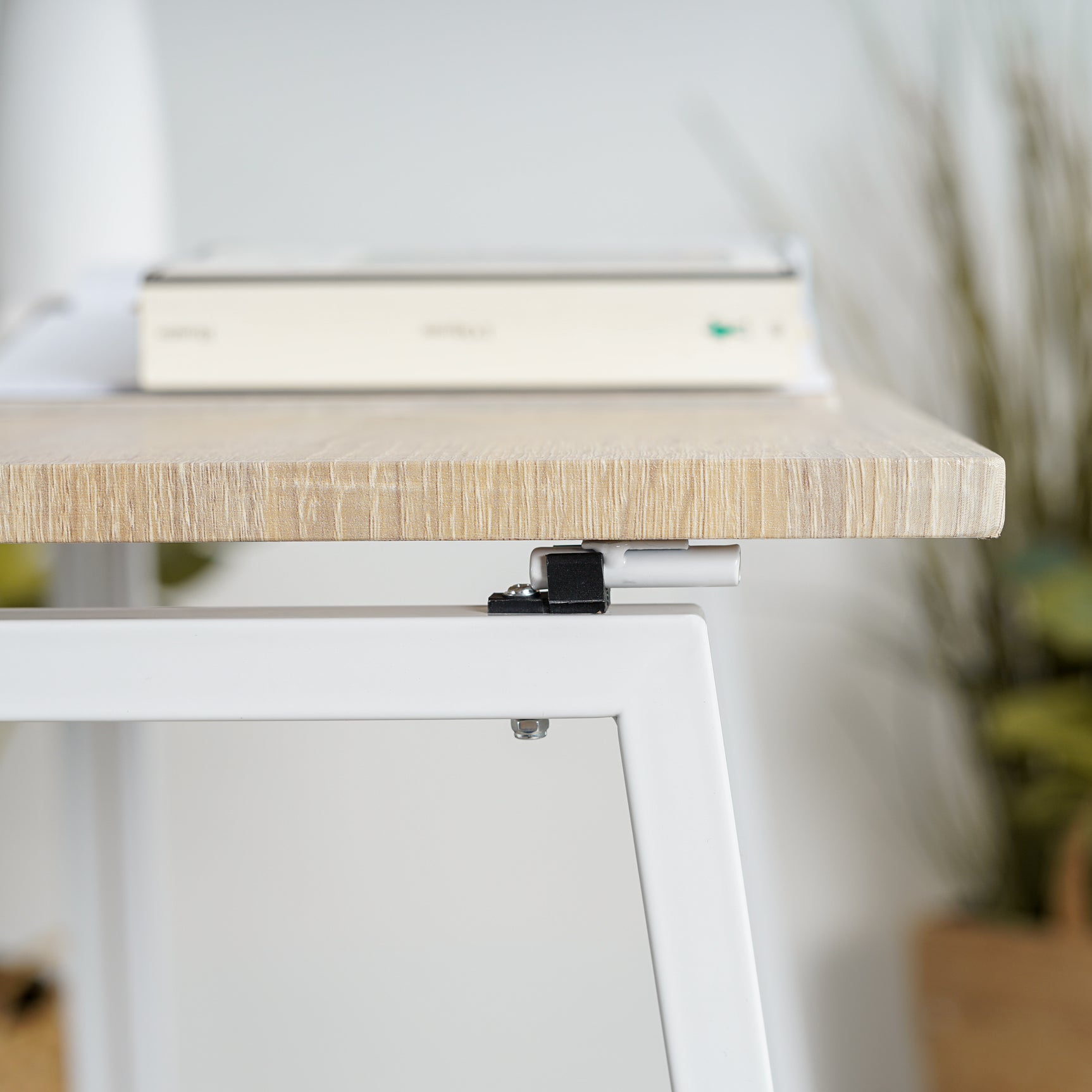 Foldable oak wood desk/computer table with white metal legs - ASCOLI OAK