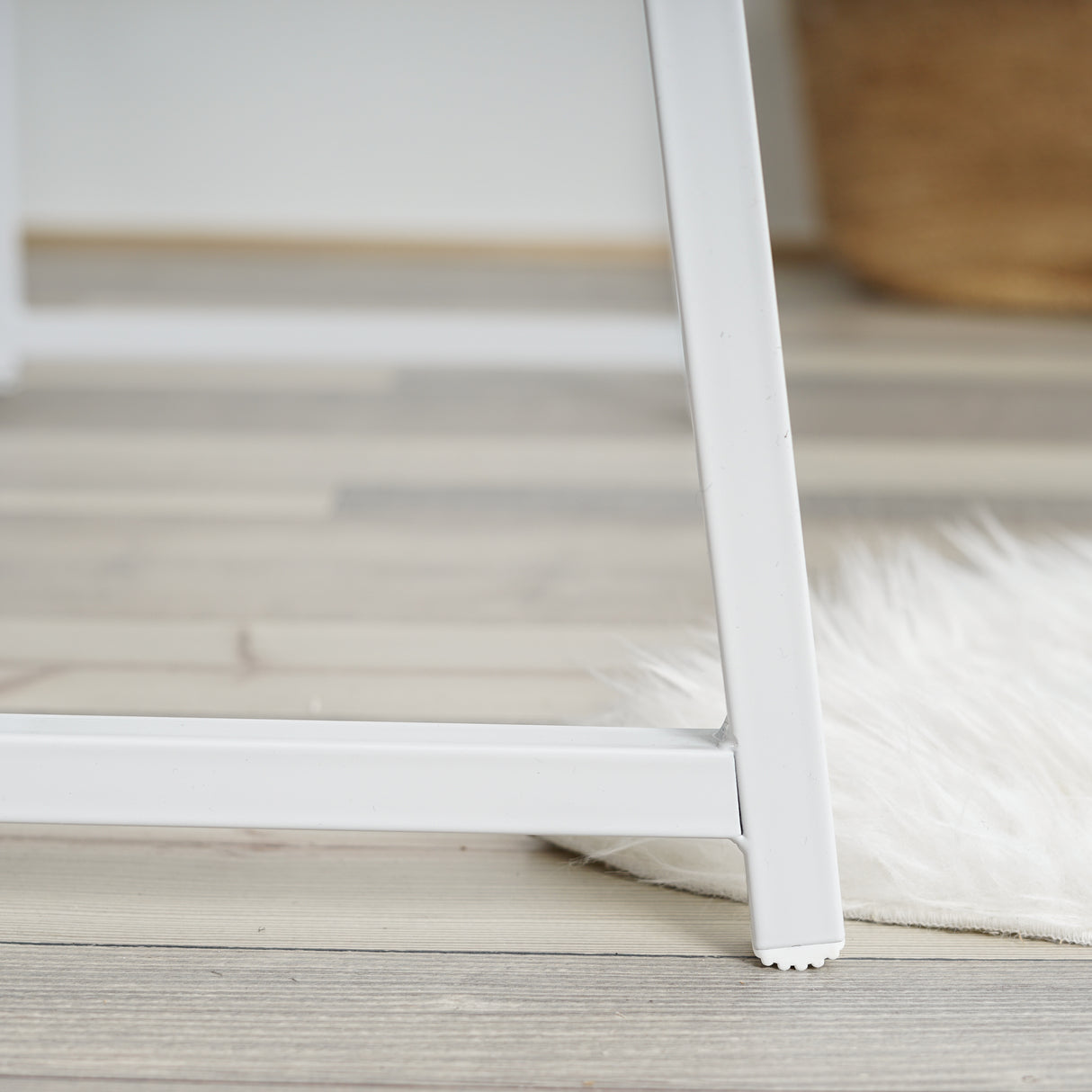 Bureau/table d'ordinateur pliable en bois de chêne avec pieds en métal blanc - ASCOLI OAK