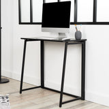 Foldable Industrial Computer Desk/Table in Wood and Black Metal - ASCOLI BK