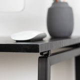 Foldable Industrial Computer Desk/Table in Wood and Black Metal - ASCOLI BK