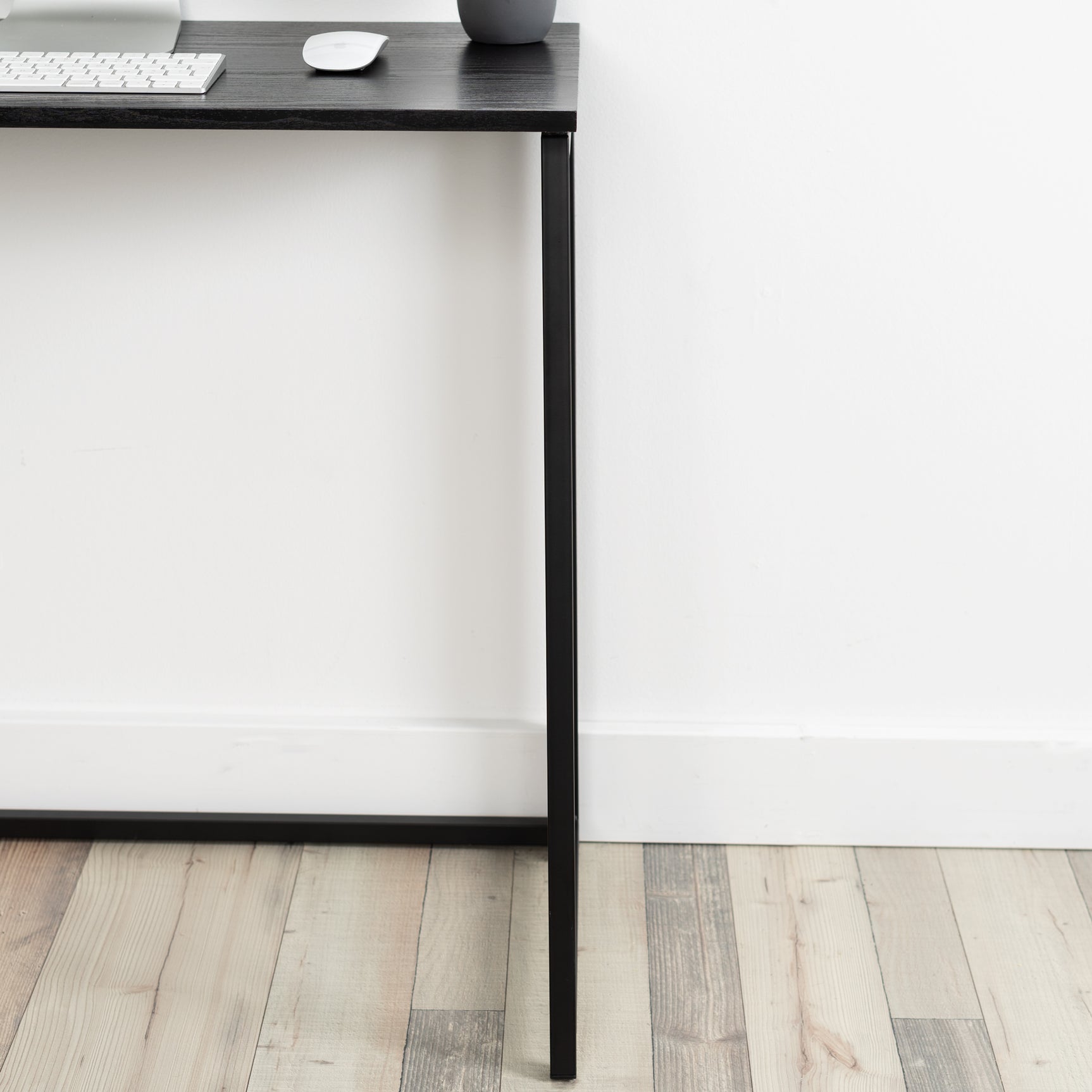 Foldable Industrial Computer Desk/Table in Wood and Black Metal - ASCOLI BK