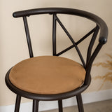 Set of 2 swivel industrial bar stools with brown fabric backrest - Hailey 29