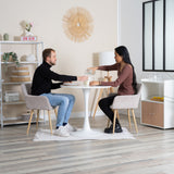 Table Salle à Manger Ronde Scandinave 2-4 Personnes pour Salon Cuisine, en Bois d'ingénierie et métal, Blanc - CLIFT WHITE B