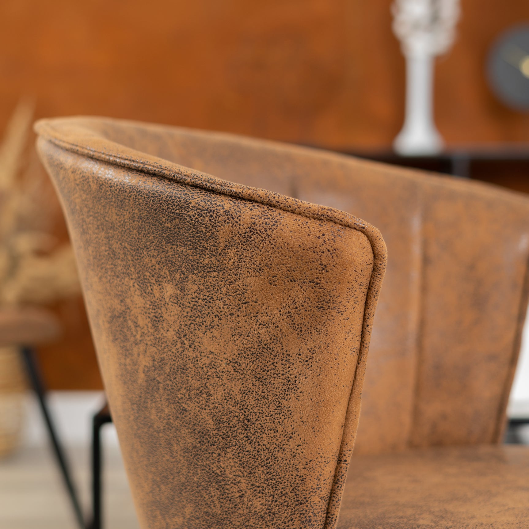 Set of 2 industrial dining room chairs in suede, DONCIC DINING CHAIR SUEDE