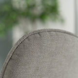 Scandinavian armchair with padded back, in gray fabric with stitching, solid wood legs - FUNKEL FABRIC GRAY NATURAL WOOD LEG