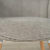 Scandinavian armchair with padded back, in gray fabric with stitching, solid wood legs - FUNKEL FABRIC GRAY NATURAL WOOD LEG