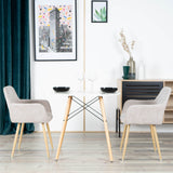 Lot de 4 chaises de salle à manger scandinaves avec accoudoirs en tissu beige - CROMWELL BEIGE