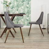 Set of 2 Scandinavian dining room chairs in gray velvet with imitation wood metal legs, SMEG TIAANIUM 32MM DARK GRAY A