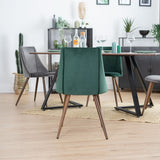 Lot de 2 chaises de salle à manger rétro en tissu vert foncé, assise rembourrée, pieds en métal imitation bois foncé, SMEG TIAANIUM 32MM