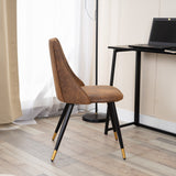 Lot de 2 chaises de salle à manger en suédine, pieds en métal noir et doré, SMEG SUEDE BROWN BG